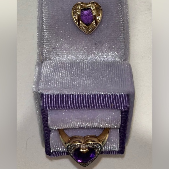 Vintage 14k amethyst and diamond ring with matching pendant - Picture 9 of 13